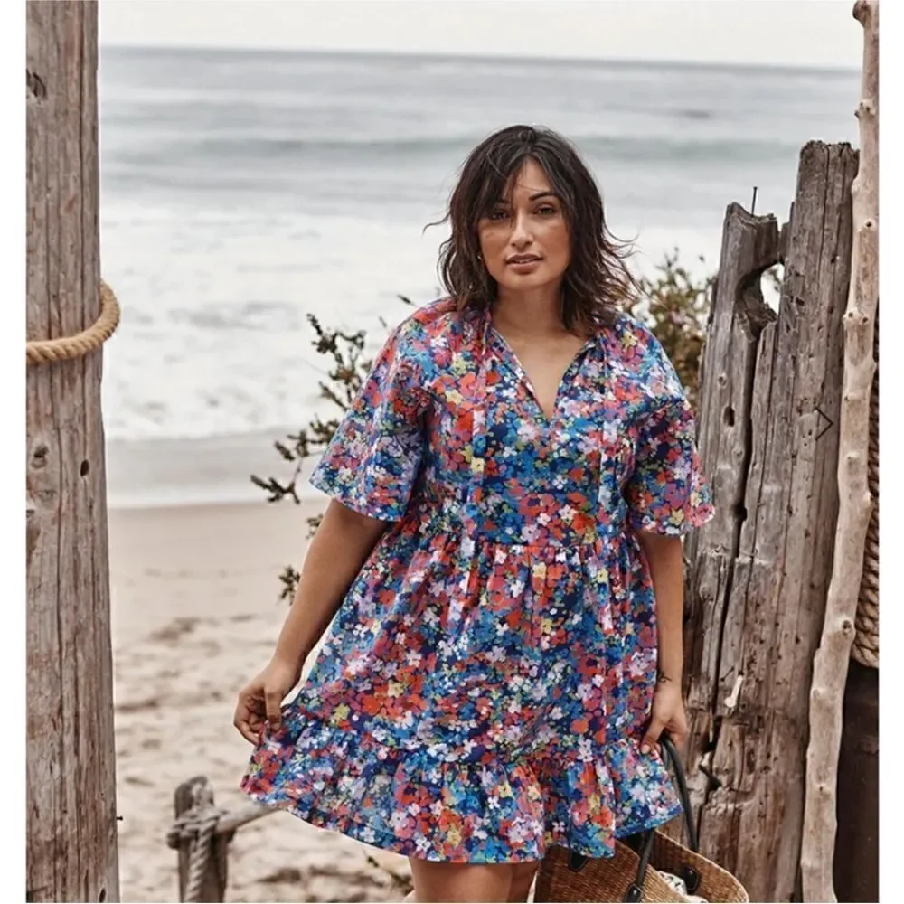 Summersalt The Tie Neck Dress Painted Meadows sz XL